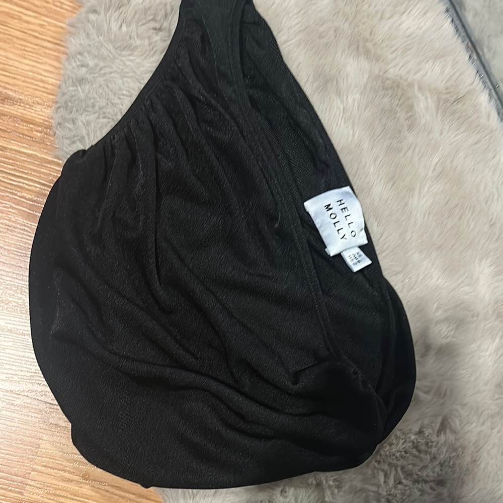 Hello Molly Black Sleeveless Top One Shoulder Strap
